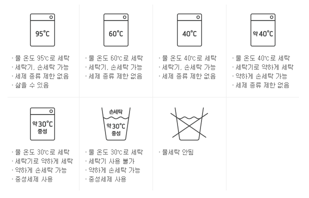 물세탁 표시기호