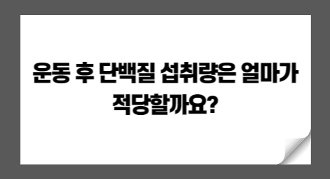 운동 후 단백질 섭취량은 얼마가 적당할까요?