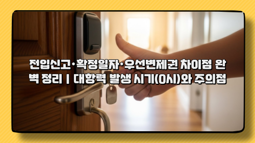 전입신고·확정일자·우선변제권 차이점 완벽 정리｜대항력 발생 시기(0시)와 주의점