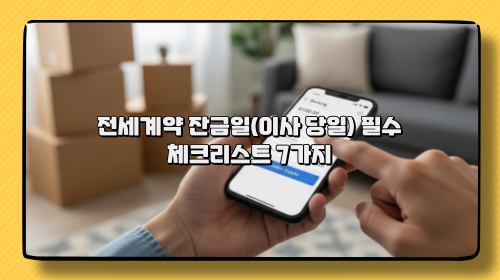 전세계약 잔금일(이사 당일) 필수 체크리스트 7가지｜돈 보내기 전 이것 확인 안 하면 위험!