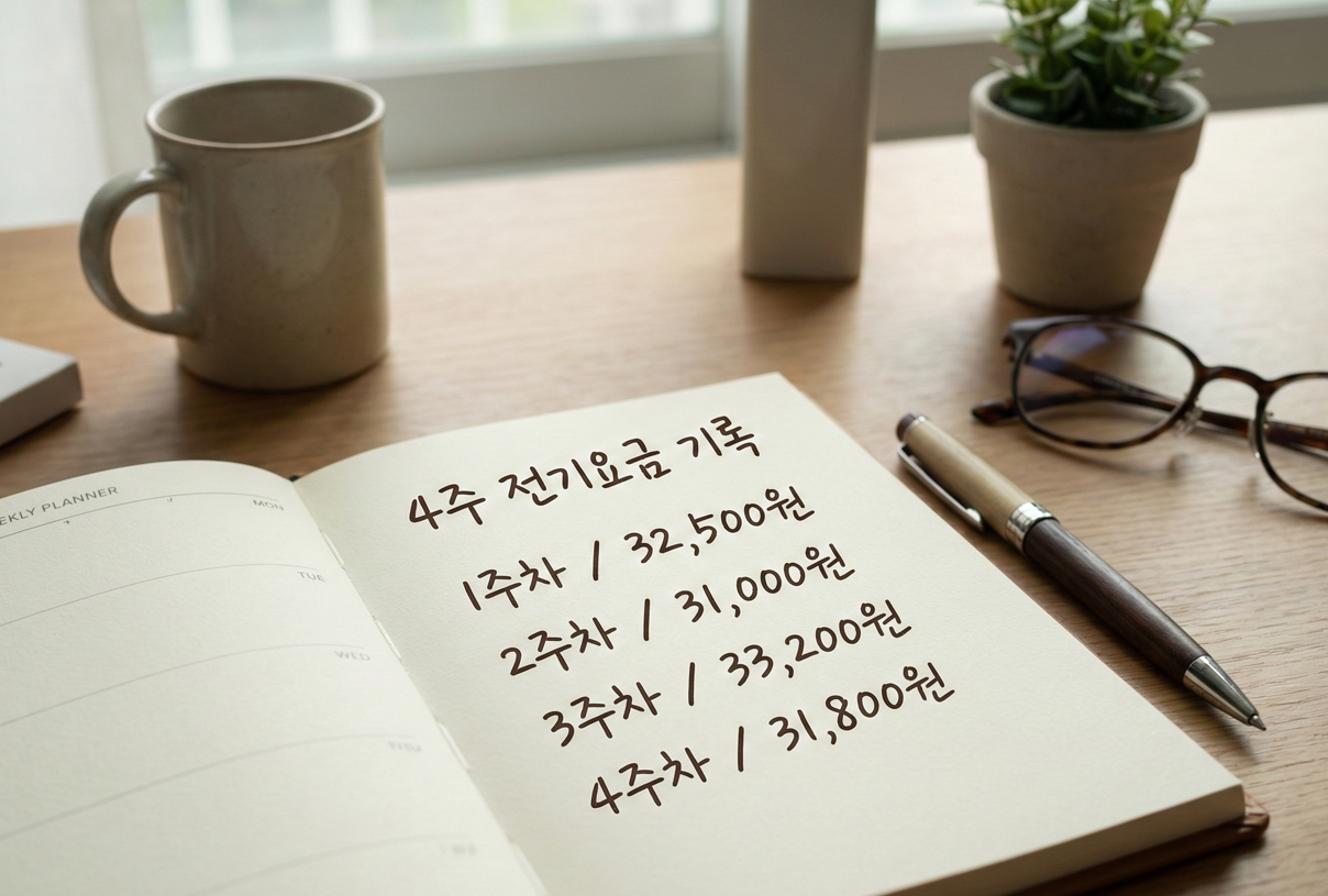 4주 전기요금 기록 4주 전기요금 기록