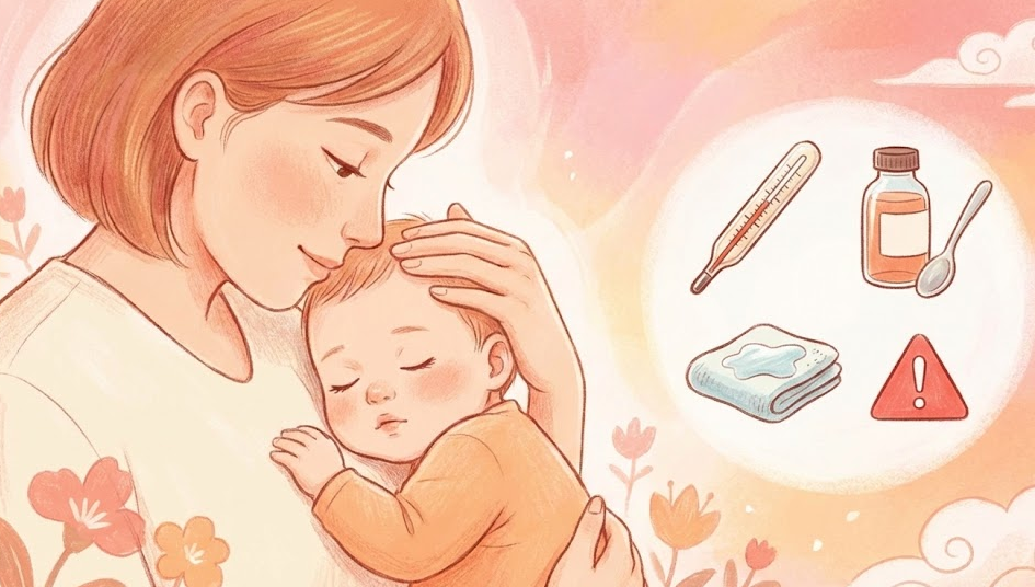 아기 발열 대처 | 체온 측정 · 해열제 · 미온수 · 위험 신호