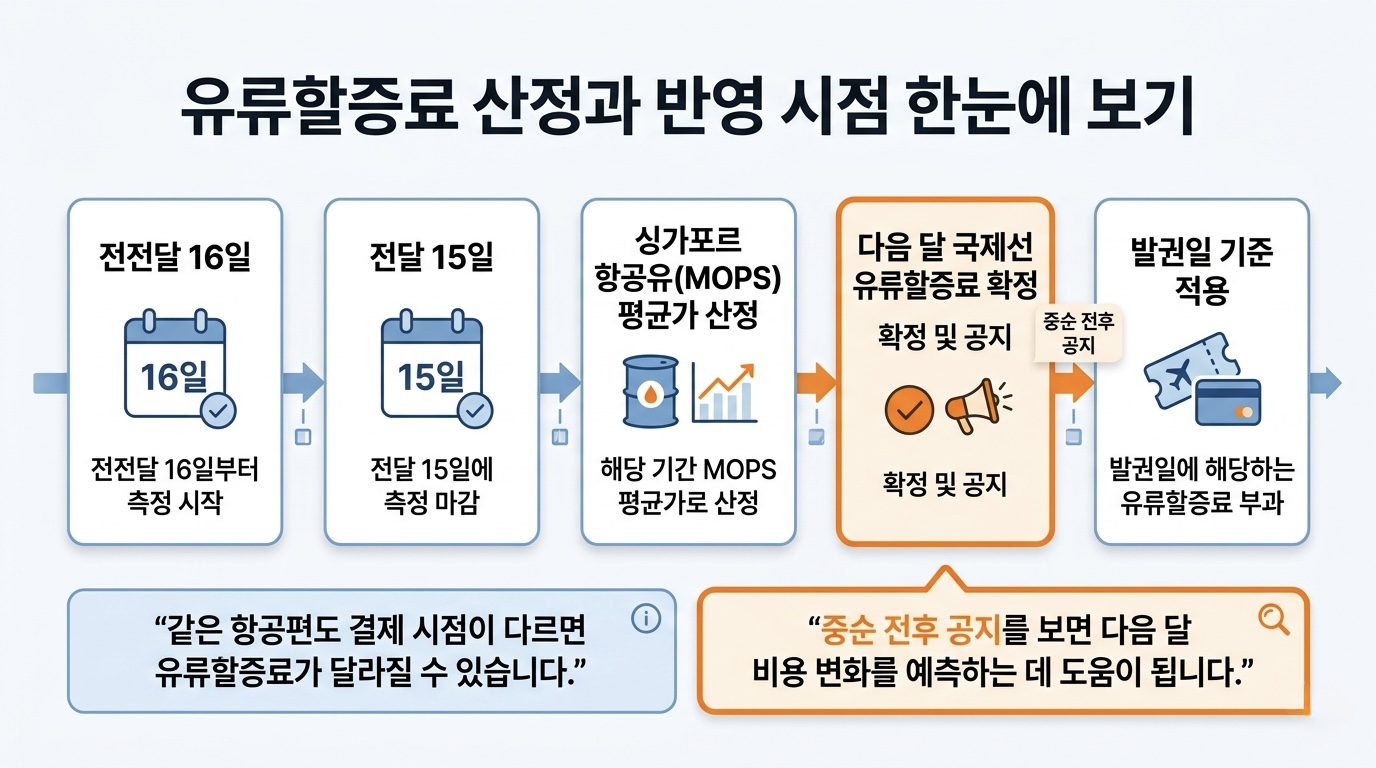 유류할증료는 언제 정해지고 언제 반영될까