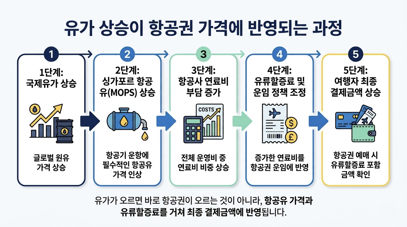 유가 상승에 따른 항공권 유류할증료 반영 구조 인포그래픽 유가 상승에 따른 항공권 유류할증료 반영 구조 인포그래픽