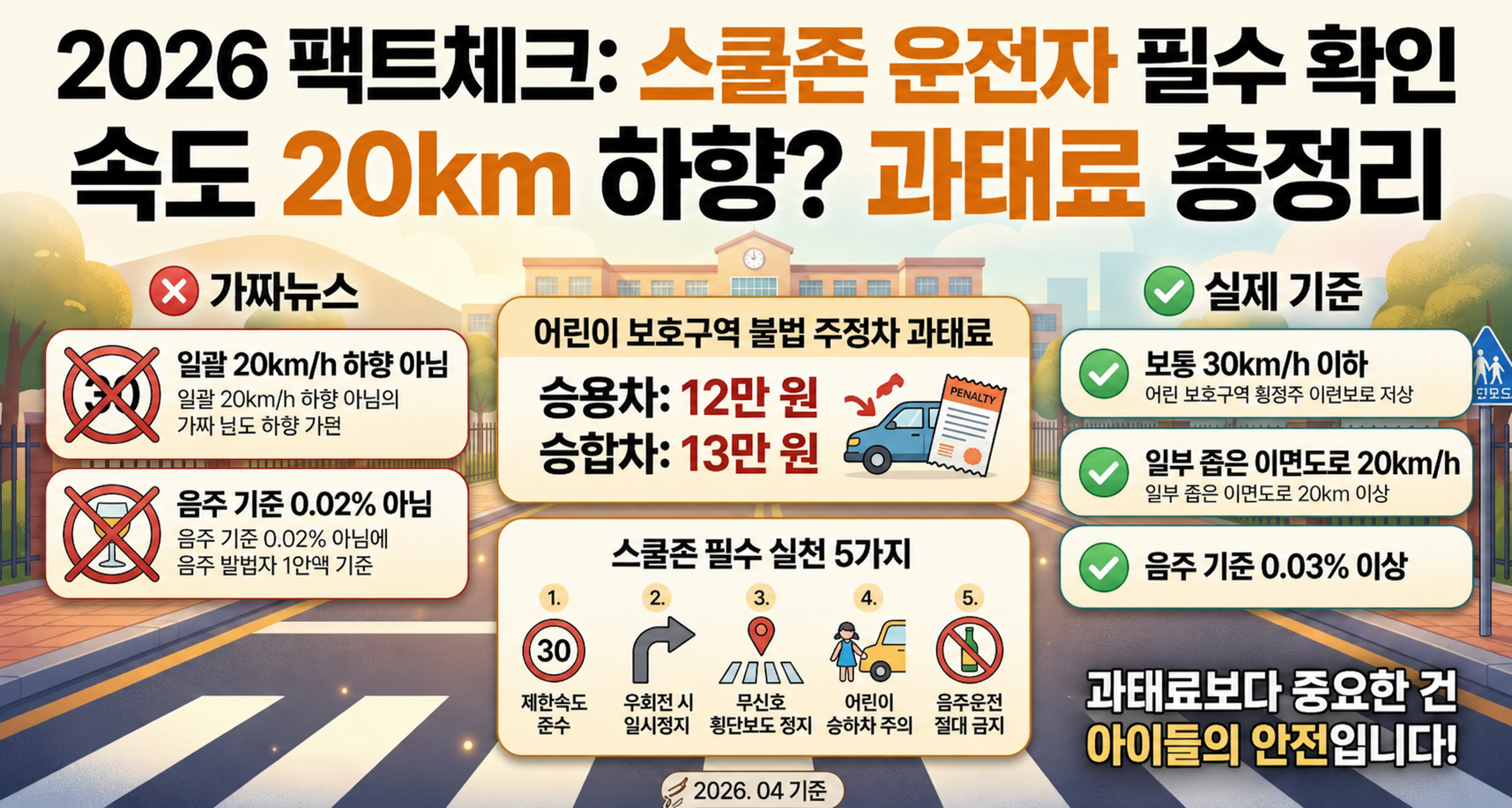 2026 스쿨존 교통법규 총정리 | 제한속도·음주운전·주정차 과태료