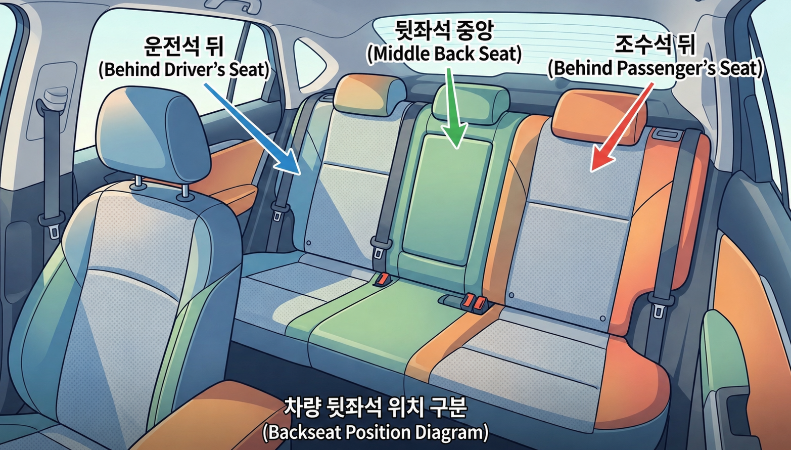 자동차 뒷좌석 위치 구분